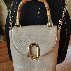 Just Fab light Pink Faux Alligator Crossbody Bag